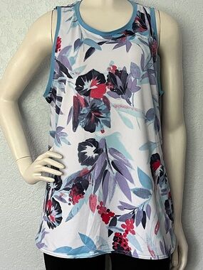 Floral Sleeveless Golf Tank Top Resort Pickleball Tennis Women XL Columbia